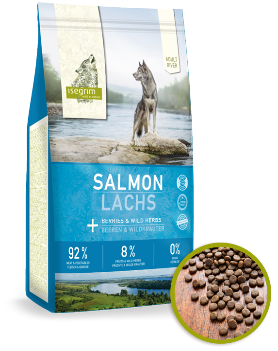 Сухий корм Isegrim River Adult Salmon with Berries для дорослих собак із лососем, 12 кг