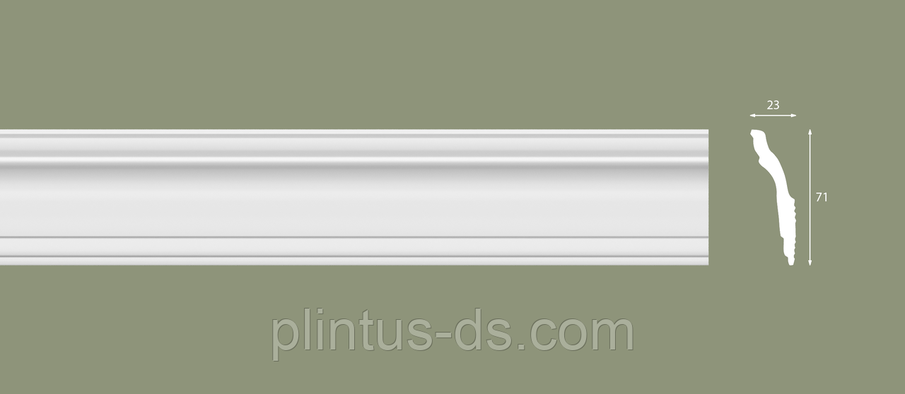Плінтус стельовий гладкий екструдований BG70/13 23х71х2000мм., фото 1