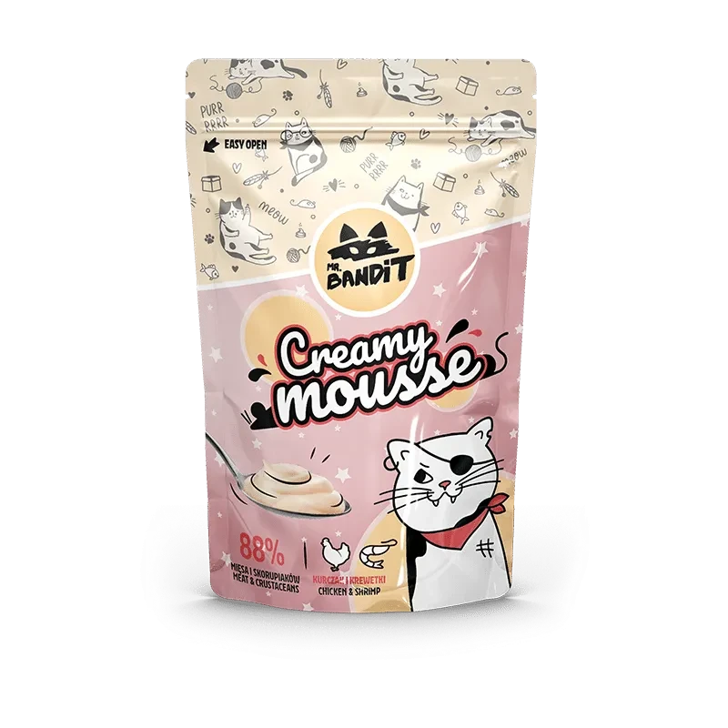 Ласощі для котів Вершковий Мус Mr. Bandit курка та креветки 60 г