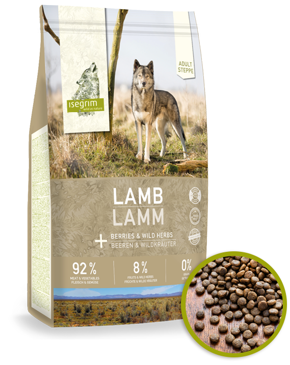 Сухий корм Isegrim Steppe Adult Lamb with Berries для дорослих собак з ягням, 3 кг