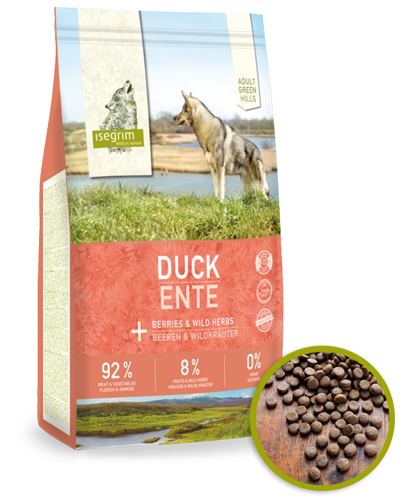 Сухий корм Isegrim Green Hills Adult Duck with Berries для дорослих собак з качкою, 12 кг