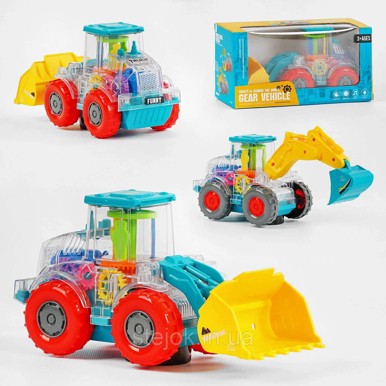 Машинка техніка Ескаватор з підсвіткою і музикальними єфектами, фото 1