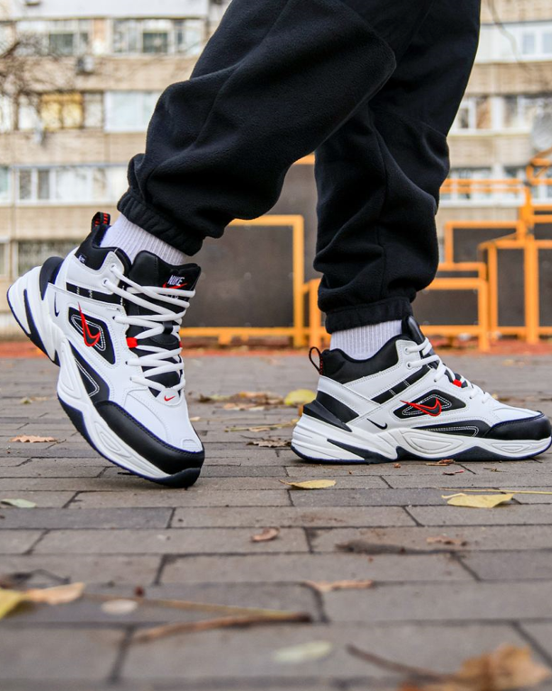 Зимові Nike M2K Tekno mid Winter White Black Red високі чоловічі кросівки Найк М2К Текно з хутром шкіряні теплі