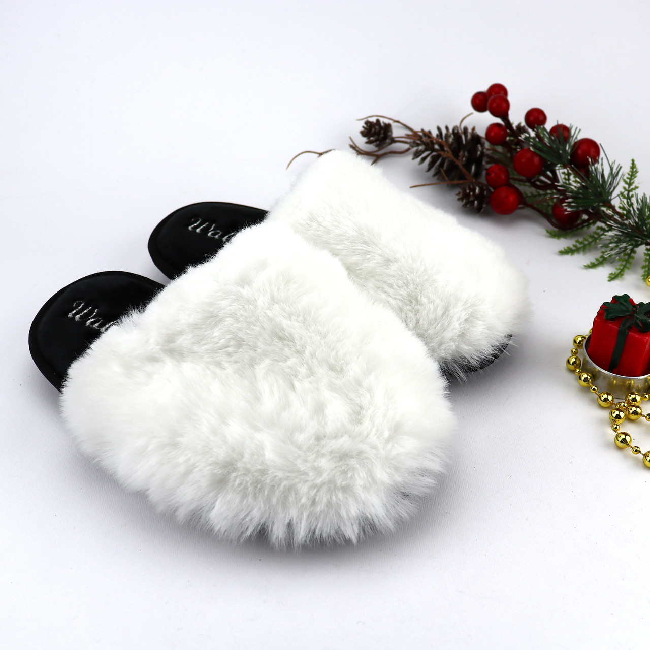 Хатні капці з пушоком Memory Waldi Home біле хутро для дівчаток