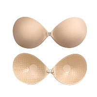 Минималистичный бюстгальтер Fly Bra Invisible без шлеек с открытой спиной округлого дизайна бежевый