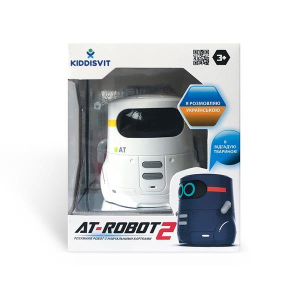 Інтерактивний робот AT-Robot із сенсорним управлінням та навчальними картками українською білий AT002-01-UKR