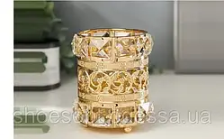 Свічник із кристалами золотистий, підставка під пензлики.