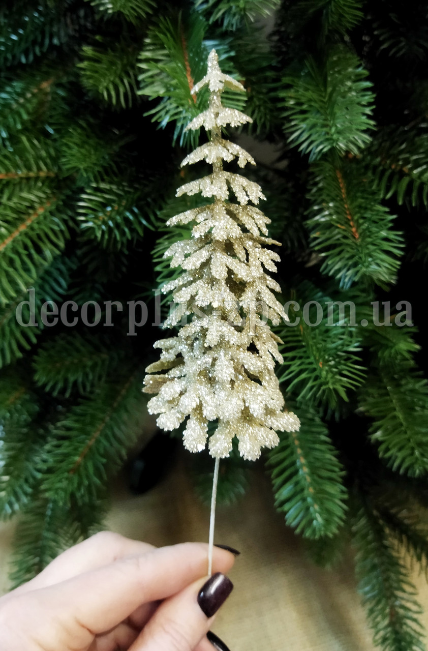 Ялинка в гліттері 22/12см. Шампань, фото 1