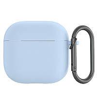 Силіконовий чохол для навушників Apple Airpods 4 | чохол + карабін | блакитний