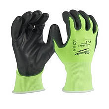 Рукавички будівельні із захистом від порізів MILWAUKEE Hi-Vis розмір L/9 (Німеччина) 4932492915