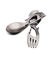 Титанова ложка-вилка-відкривачка-карабін 4в1, туристична багатофункціональна ловила Titanium GF76