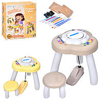 Набір для творчості 8821 гончарний круг (механічний), стіл, стільчик, глина, фарби, інстр., фартух, 2 кольори,