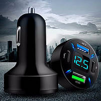 Автомобільне зарядне в прикурювач з вольтметром та швидкою зарядкою 12 - 24В на 2 USB + 2 Type-C QC 3.0, фото 6