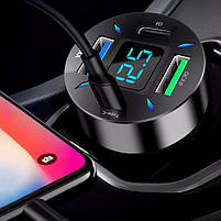 Автомобільне зарядне в прикурювач з вольтметром та швидкою зарядкою 12 - 24В на 2 USB + 2 Type-C QC 3.0, фото 10