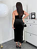 Спокуслива святкова велюрова сукня-бандо без рукавів, з глибоким розрізом по нозі, норма та батал, фото 6