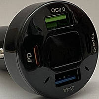 Автомобільне зарядне в прикурювач з вольтметром та швидкою зарядкою 12 - 24В на 2 USB + 2 Type-C QC 3.0, фото 7