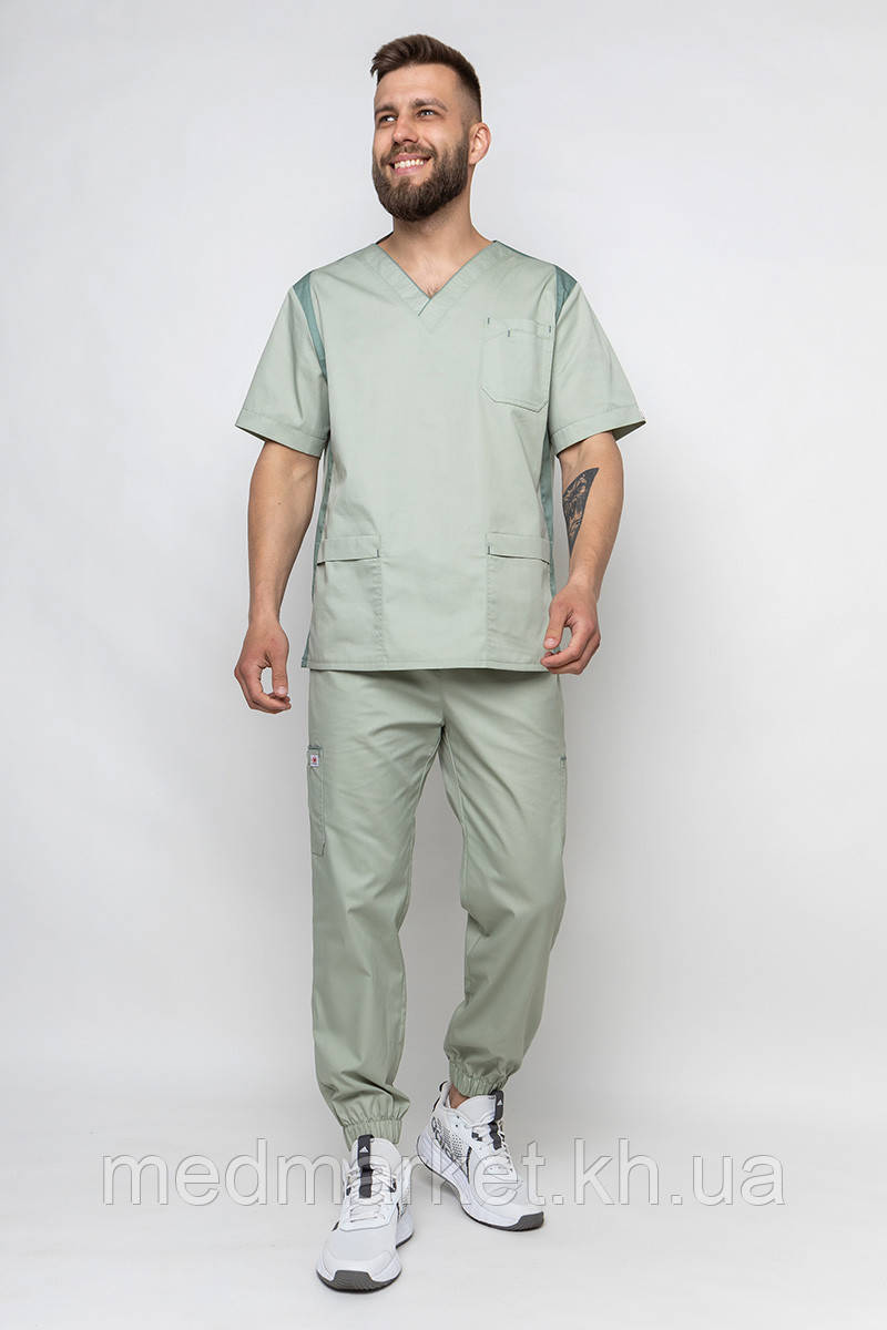 Костюм медичний Манхеттен з джогерами, чоловічий. Фісташка, фото 1