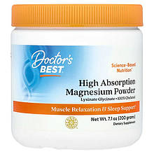Хелатний магній у порошку Doctor's Best "High Absorption Magnesium Powder" (200 г)