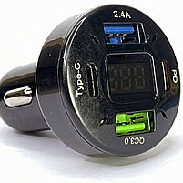 Автомобільне зарядне в прикурювач з вольтметром та швидкою зарядкою 12 - 24В на 2 USB + 2 Type-C QC 3.0, фото 5