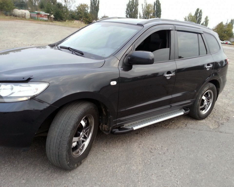 Бічні пороги Line на Hyundai Santa Fe 2006-2012 Пороги майданчика Хюндай Санта Фе 2 шт., фото 1