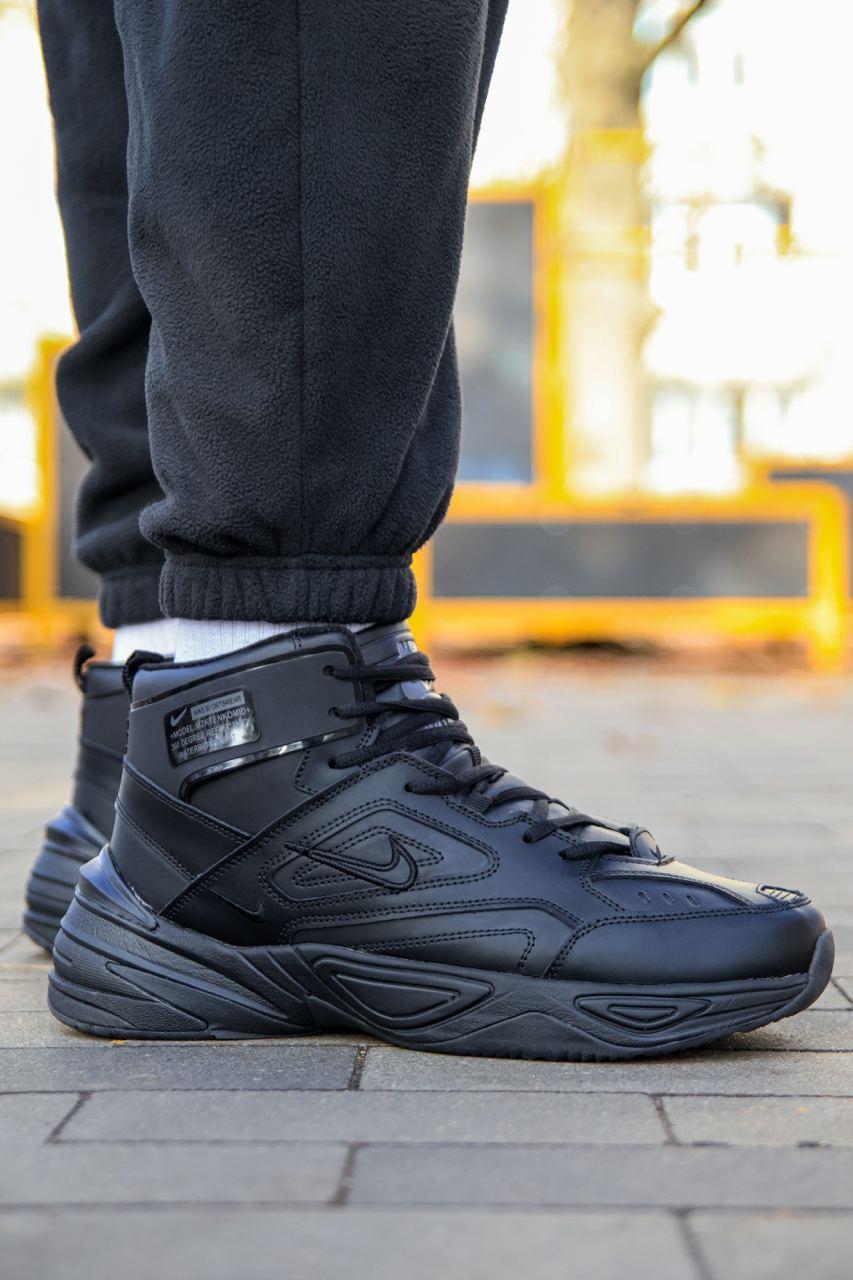 Зимові Чоловічі Кросівки Nike M2K Tekno Winter High Black / Найк М2К Текно Високі Чорні (Хутро)