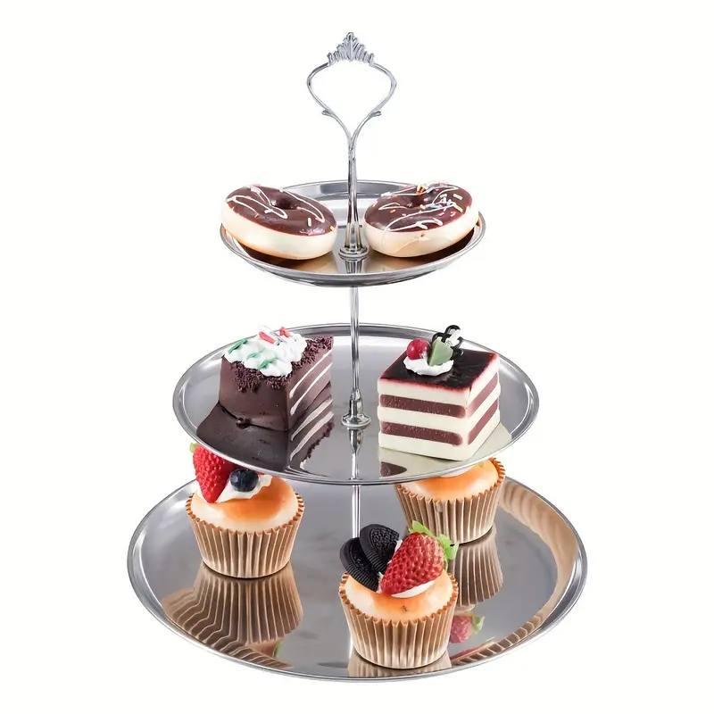 Підставка 3-ярусна для святкового сервірування срібна, фото 1