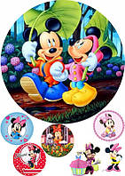 Вафельна картинка для торта "Міні Маус і Мікі Маус", (лист А4, товщина 0.3 мм)