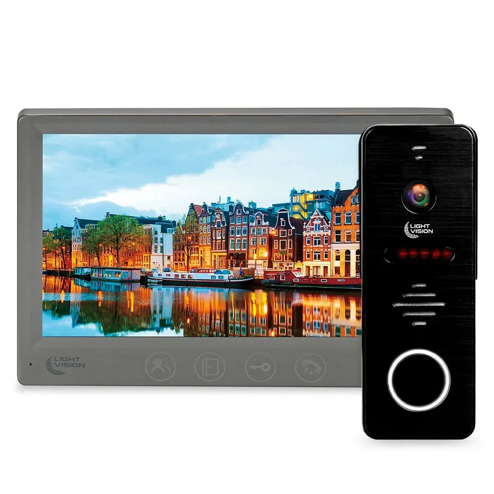 Комплект відеодомофона Light Vision: домофон 7" AMSTERDAM FHD Grey та відеопанель RIO FHD Black (82-00237-82-00213)