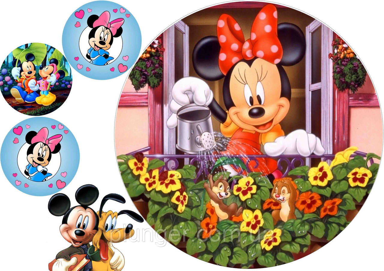 Вафельна картинка для торта "Мінні Маус", (лист А4, товщина 0.3 мм) - фото 1 - id-p111066252