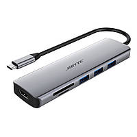Хаб зовнішній Boyye FrimeCom UC-602 6-in-1 Type C Hub (TO USB3.0x3+HDMI (4K/30Hz)+SD+TF)