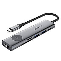 Хаб зовнішній Boyye FrimeCom UC-721 7-in-1 Type C Hub (TO USB3.0x3 +HDMI (4K/60Hz) +Type C(DATA)+TF/SD(3.0)+PD)