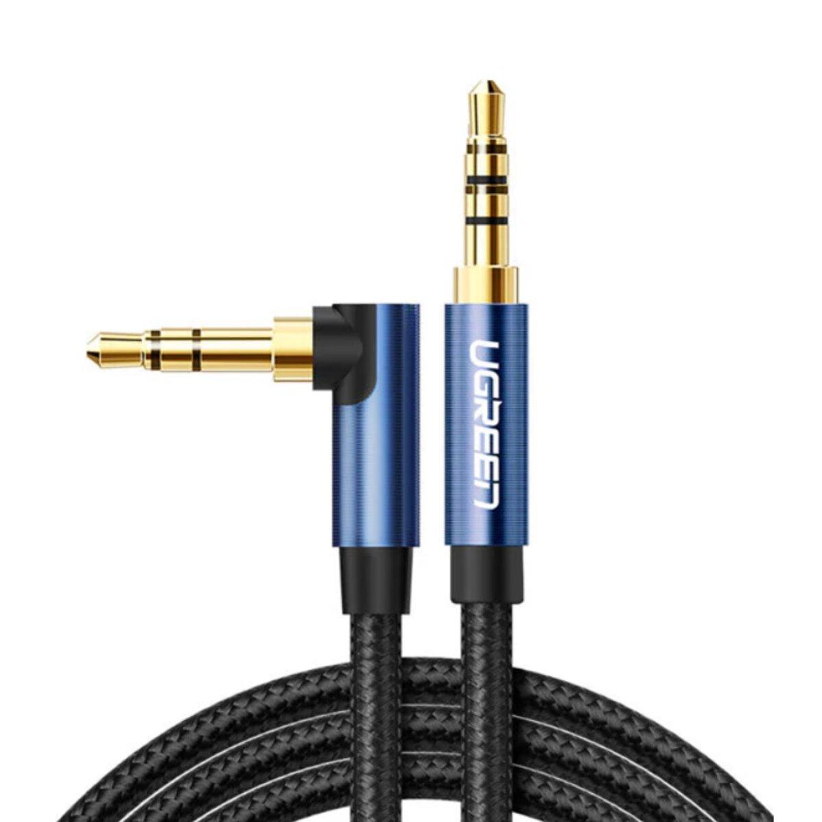 Аудіо кабель UGREEN 3.5mm Male to 3.5mm Male Cable Gold Plated Metal Case with Braid 1m (Blue Black), фото 1