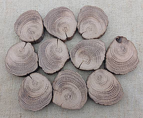 Набір зрізів дерева шліфований для еко-творчості (4-5см) 10 шт. дуб