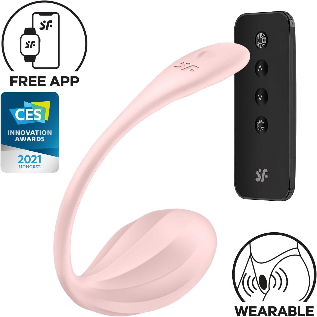Смарт-віброяйце Satisfyer Ribbed Petal Connect App Rose, керування зі смартфона, пульт ДК - SX1222, фото 1