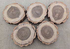 Дерев'яні зрізи дерева, калібровані, шліфовані з двох сторін d 8-9см. 5шт.