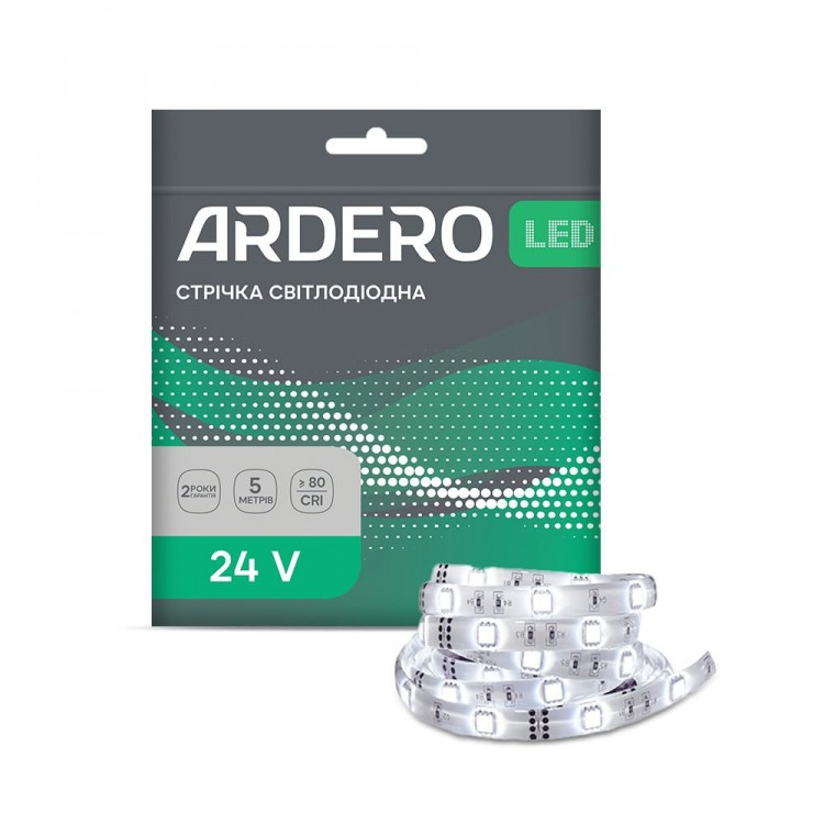 Світлодіодна стрічка Ardero LS804ARD 60SMD/м 24В IP65 5500K (80277), фото 1
