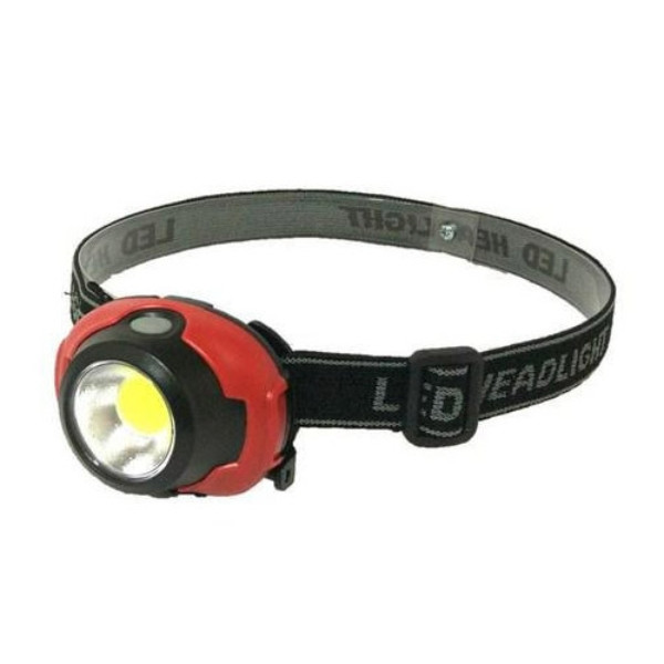 Ліхтар налобний на батарейках 1801-COB+LED Чорний з червоним