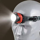 Ліхтар налобний на батарейках 1801-COB+LED Чорний з червоним, фото 3