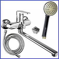 Змішувач для ванної з довгим виливом 30 см одноважільний MIXXUS ELVIS 006 (EURO)