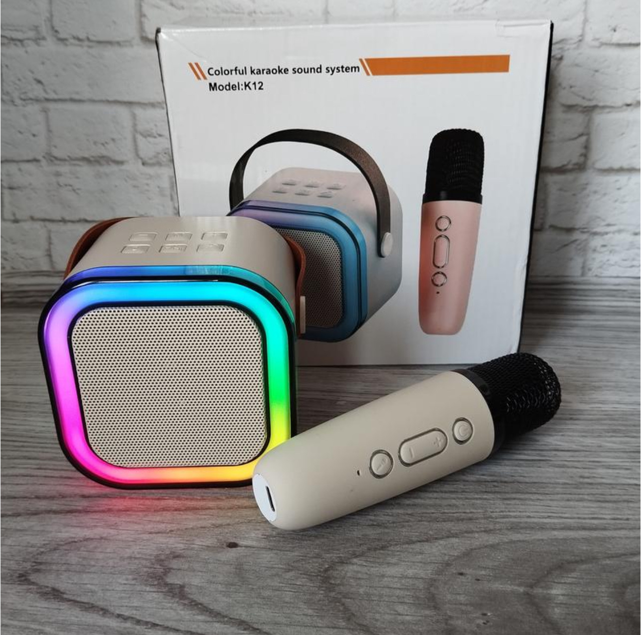 Дитяча bluetooth колонка з мікрофоном та підсвіткою караоке, фото 1