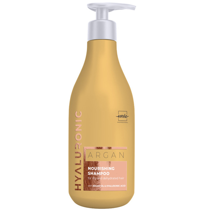 Живильний шампунь для сухого та зневодненого волосся Unic Hyaluronic Argan Nourishing Shampoo 500мл, фото 1