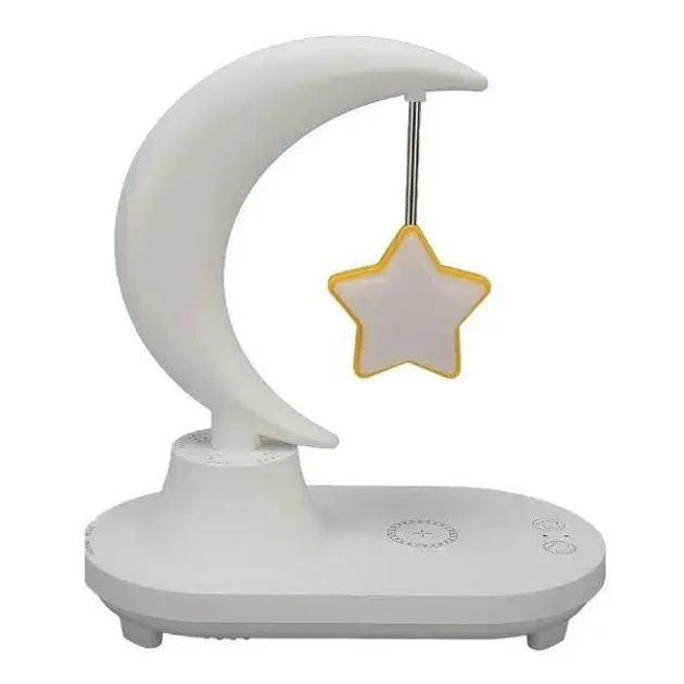 Нічник RGB RIAS TB-35SLIWBT "Луна із зіркою" з бездротовою зарядкою для телефона, динамік