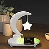 Нічник RGB RIAS TB-35SLIWBT "Луна із зіркою" з бездротовою зарядкою для телефона, динамік, фото 8