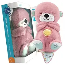 М'яка іграшка нічник із функцією дихання від батарейок, "Видра" 25 см/Нічник для дітей/Нічник для сну, фото 4