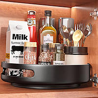 Поворотний органайзер для кухні 25 см, металевий настільний для спецій, холодильника, шафи, підставка, чорний