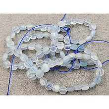 Натуральні намистини Аквамарин монетка 4*2,5мм, довжина 38-39см