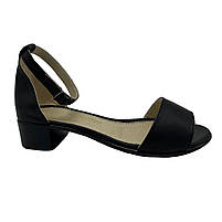 Босоніжки жіночі шкіряні чорного кольору на підборах 3 см  “Style Shoes” 39 розмір, фото 3