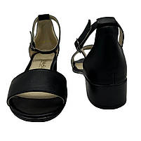 Босоніжки жіночі шкіряні чорного кольору на підборах 3 см  “Style Shoes” 39 розмір, фото 4