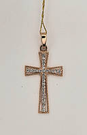 Хрест з цирконієм та розп'яттям в червоному золоті
