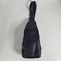 Сумка-бананка чоловіча Jasper Collection на груди з плечовим ременем і застібкою-блискавкою екошкіра, TT-0087-Black